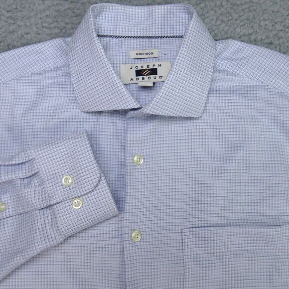 Joseph Abboud Button Up Shirt Mens 16 1/2 34-35 Blue Check Cotton Long Sleeve - Picture 1 of 16